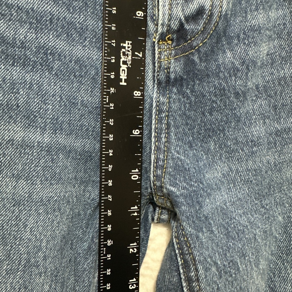 Princess Polly Fawcett‎ High Rise Straight Jeans Mid Blue Wash Raw Edge Hem Sz 2 - Picture 14 of 15